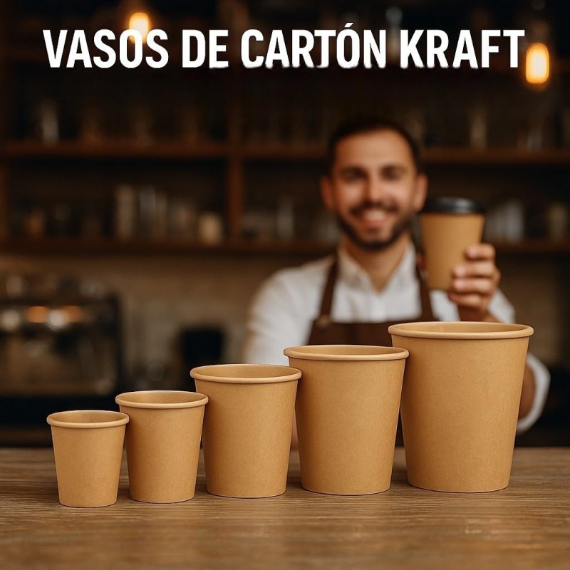 Sanjoma Chemical Solutions Vasos de Cartón Kraft para Bebidas Calientes – Reciclables – Compatibles con Tapas