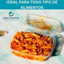 Sanjoma Chemical Solutions Envases Reutilizables con Tapa Bisagra | Plástico Transparente PP | Apto Microondas y Reciclable | Co