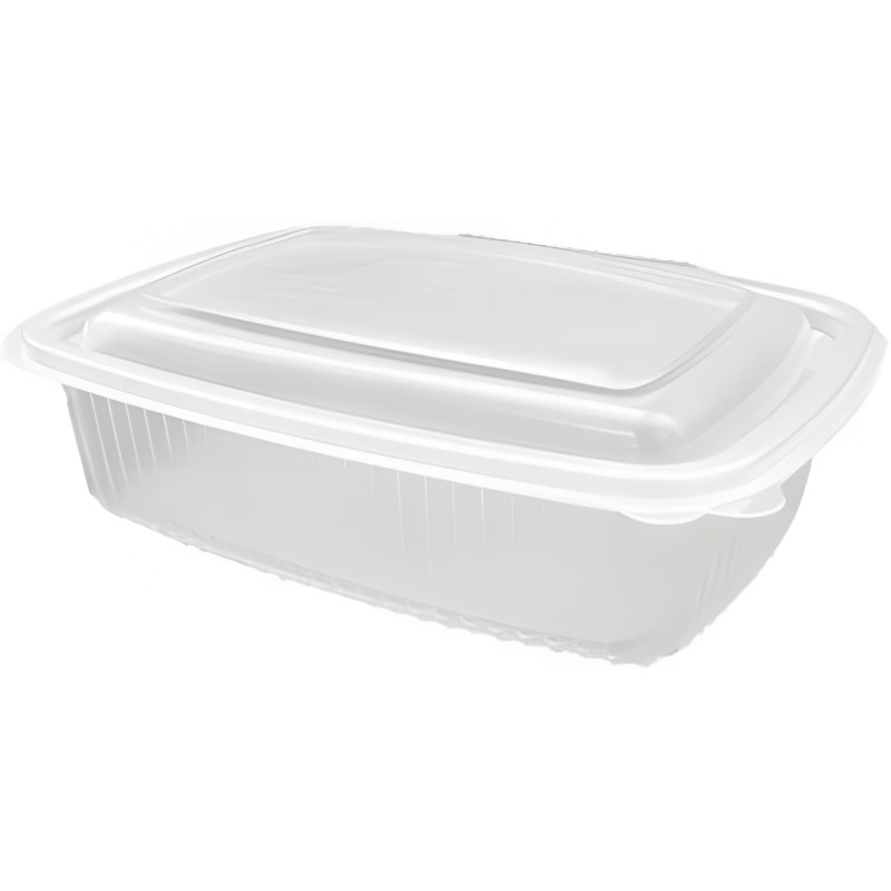Sanjoma Chemical Solutions Envases Reutilizables con Tapa Bisagra | Plástico Transparente PP | Apto Microondas y Reciclable | Co