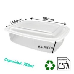 Sanjoma Chemical Solutions Envases Reutilizables con Tapa Bisagra | Plástico Transparente PP | Apto Microondas y Reciclable | Co