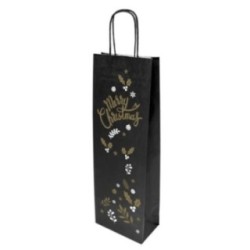 10 Bolsas Kraft para Botellas de Vino con Asas | Navidad | Colores | 14+8x40 cm | Reutilizables, Biodegradables y Reciclables | 