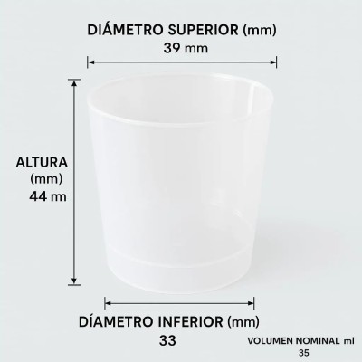 Pack 1000 vasos chupito plástico 35ml - Polipropileno - Pack ecónomico Chupito Reutilizable