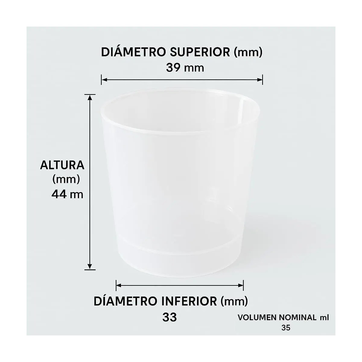 Pack 1000 vasos chupito plástico 35ml - Polipropileno - Pack ecónomico Chupito Reutilizable
