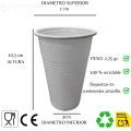500 uni Vasos Desechables Plastico Blanco 220ml
