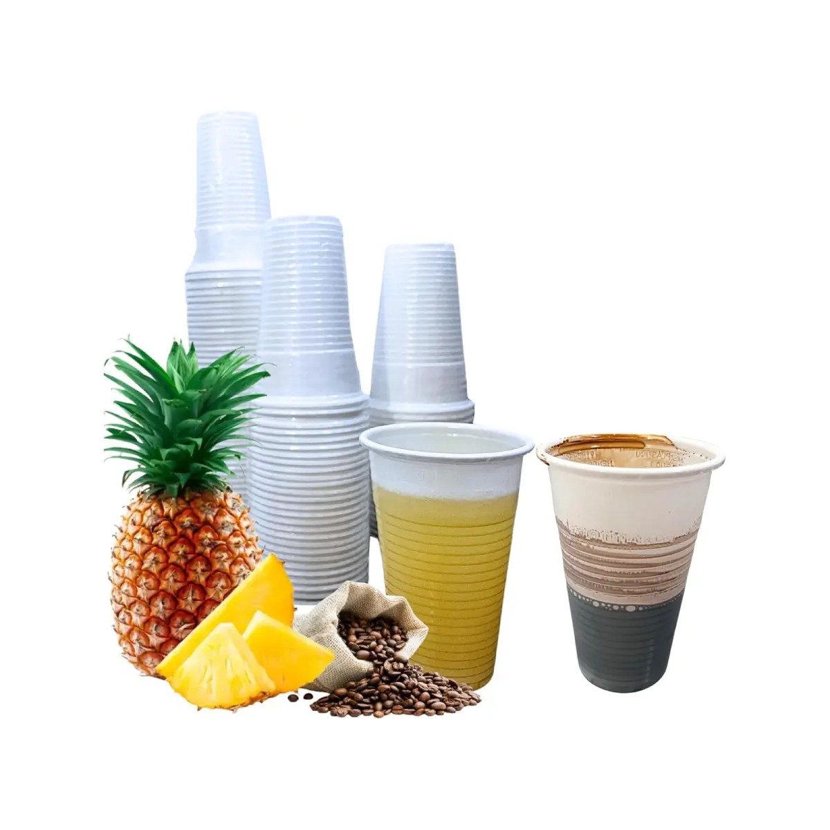 500 uni Vasos Desechables Plastico Blanco 220ml