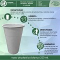 500 uni Vasos Desechables Plastico Blanco 220ml