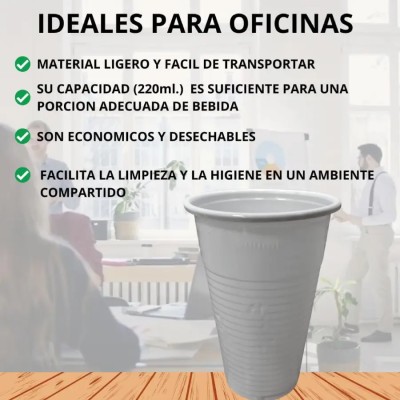 500 uni Vasos Desechables Plastico Blanco 220ml