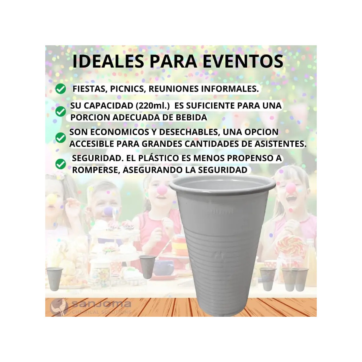 500 uni Vasos Desechables Plastico Blanco 220ml