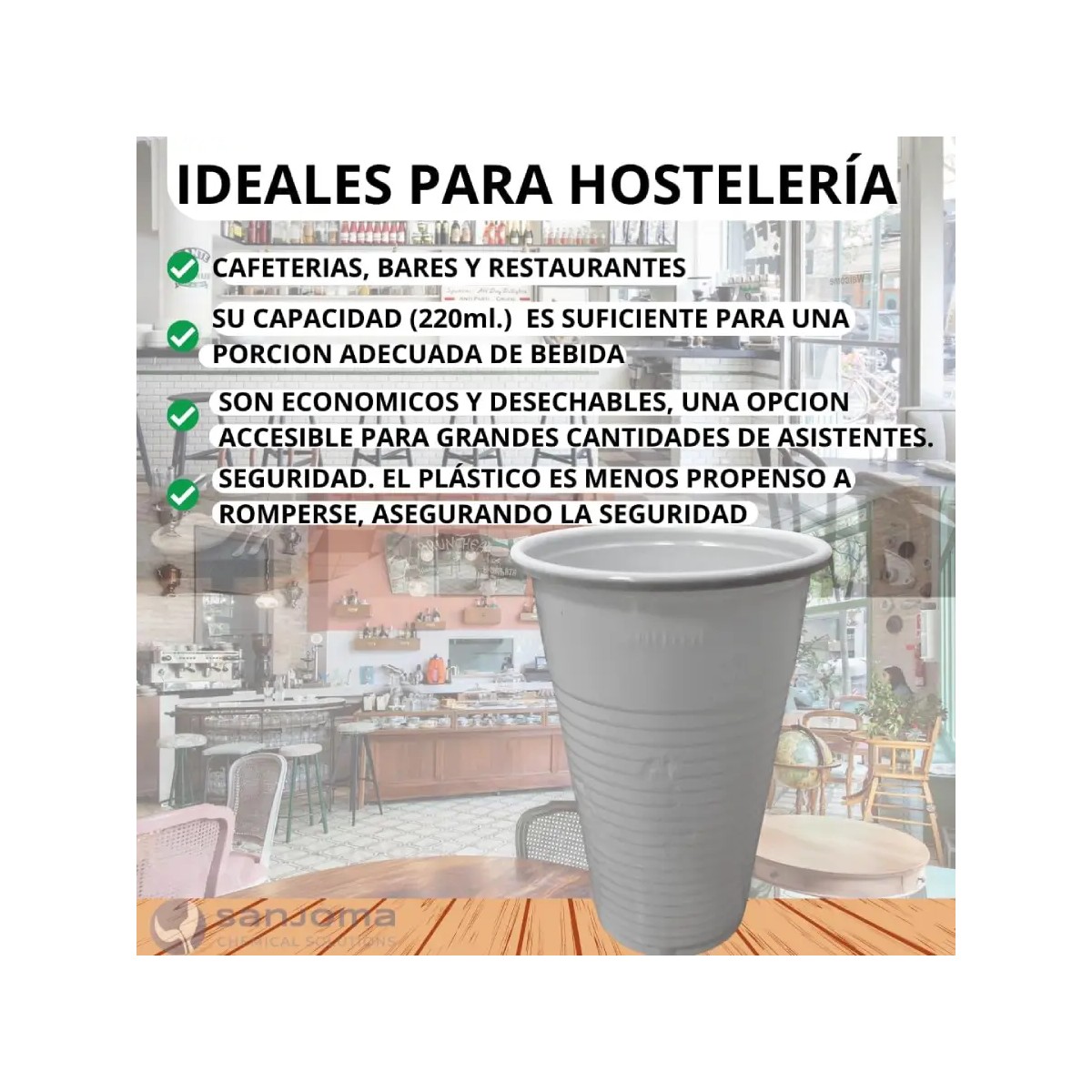 500 uni Vasos Desechables Plastico Blanco 220ml