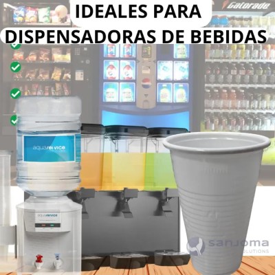 500 uni Vasos Desechables Plastico Blanco 220ml